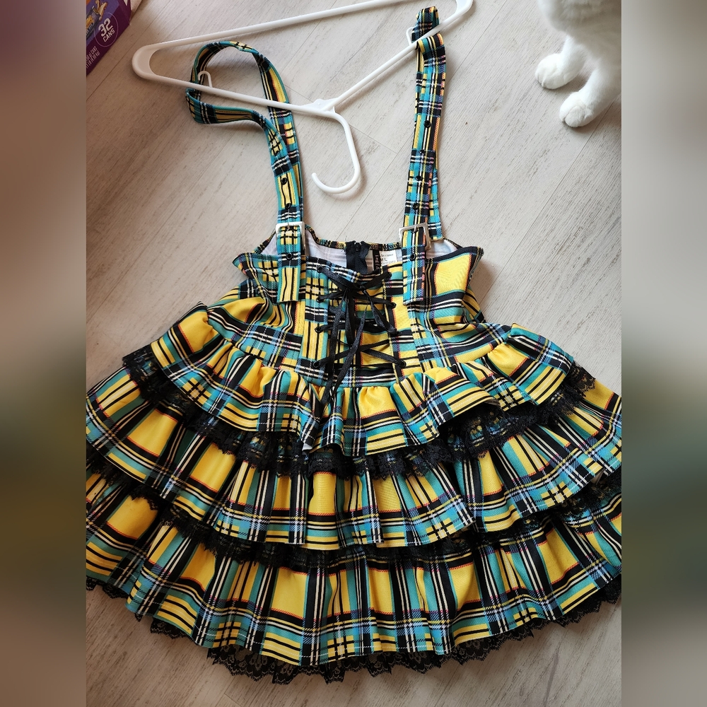 Yellow and Blue Plaid Dress Skirt Leg Avenue Halloween Costume